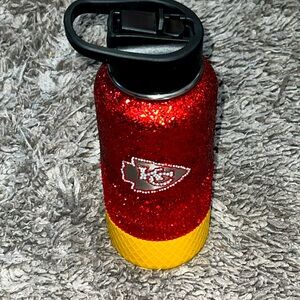 NEW Authentic NFL KC Chiefs stainless steel tumbler. Hand Bedazzled Rhinestone.